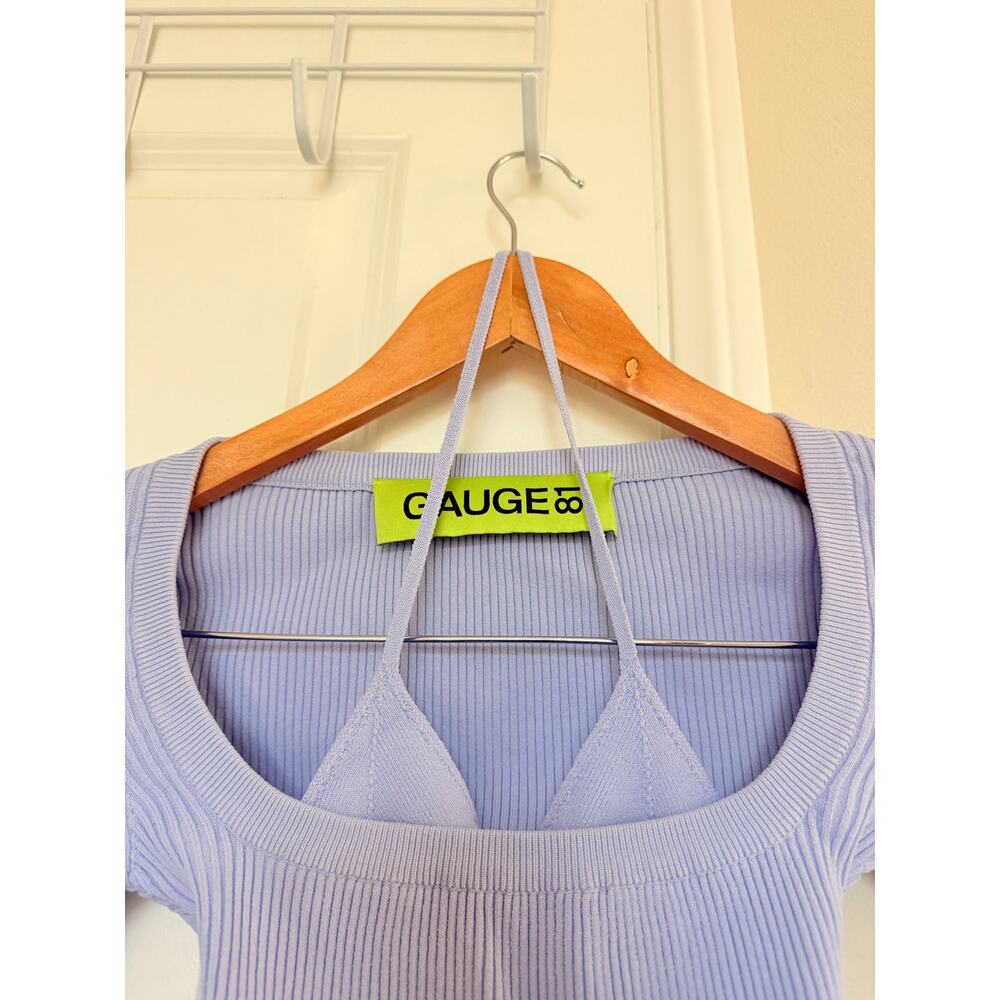 GAUGE81 Women's Purple‎ Yukita Double Layered Long-Sleeve Crop Top XXS - Picture 7 of 9